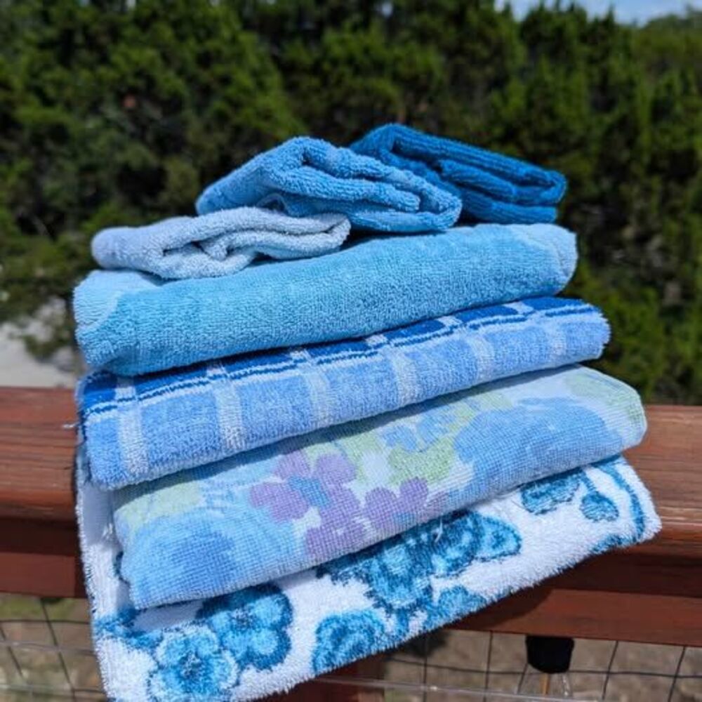 Vintage Blue Towel Set for sewing crafting upcycling